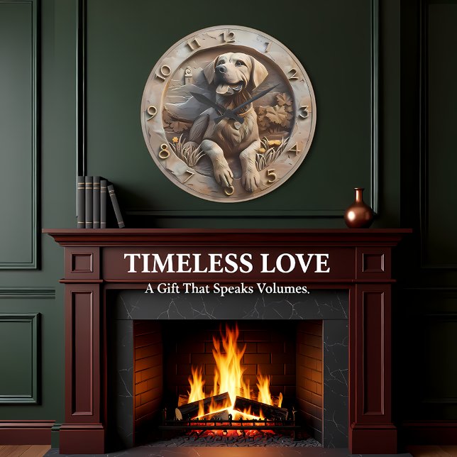 Loyal Labrador Sculpted Stone Style Große Wanduhr (Von Creator hochgeladen)