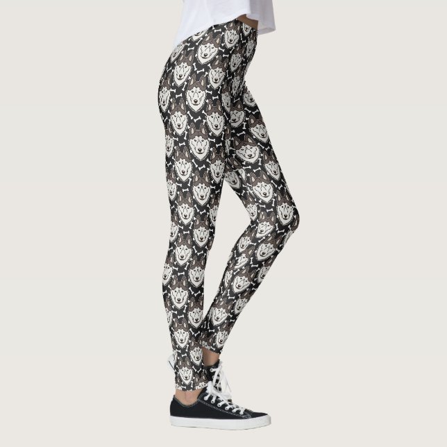 Loyal Siberian Husky Arctic Sled Dog Pet Puppy Leggings (Rechts)