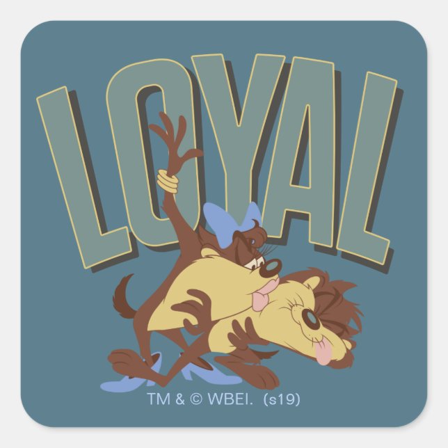 Loyal Tasmanian She-Devil & TAZ™ Quadratischer Aufkleber (Vorderseite)