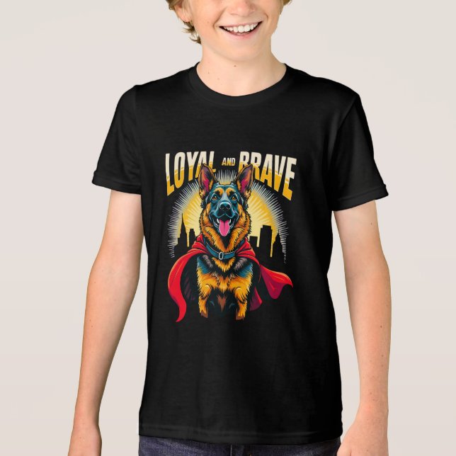 Loyal und Brave German Shepherd Tri-Blend Shirt (Vorderseite)