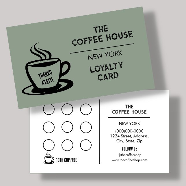 Loyalcard "Sage Green Coffee Shop" Visitenkarte (Von Creator hochgeladen)