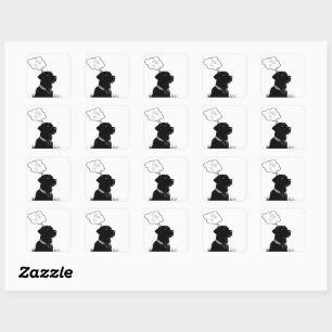Loyale Gedanken: Personalisiertes Black Lab Notebo Quadratischer Aufkleber