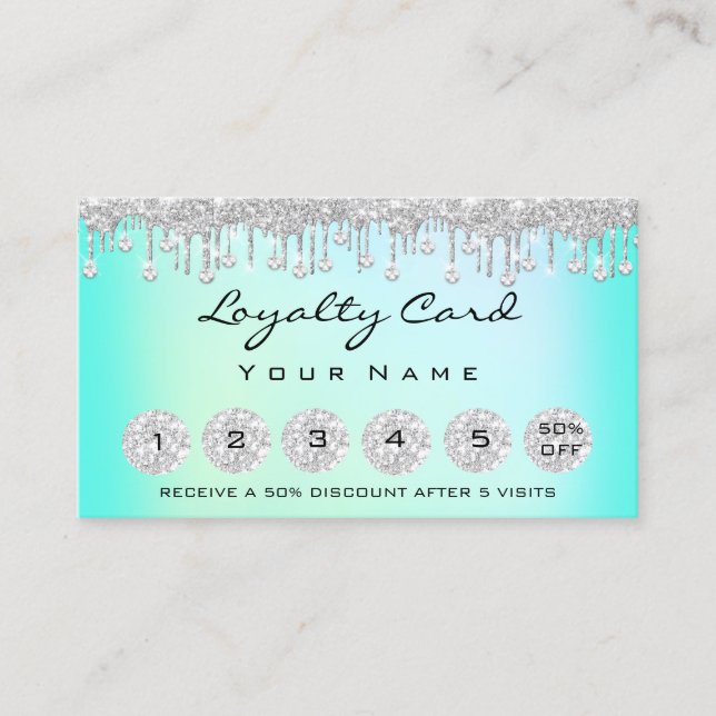 Loyalität 6 Makeup Esthetician Eyelash Diamantminz Visitenkarte (Vorderseite)