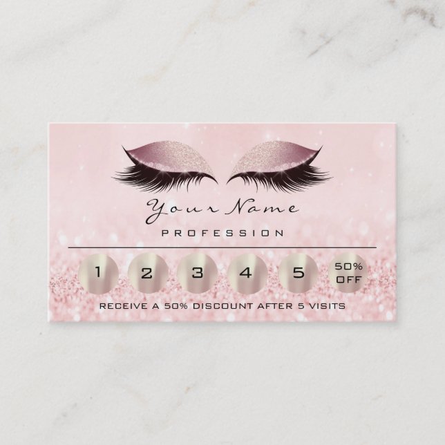 Loyalität 6 Makeup Eyebrow Eyes Lashes Rose Gold Visitenkarte (Vorderseite)