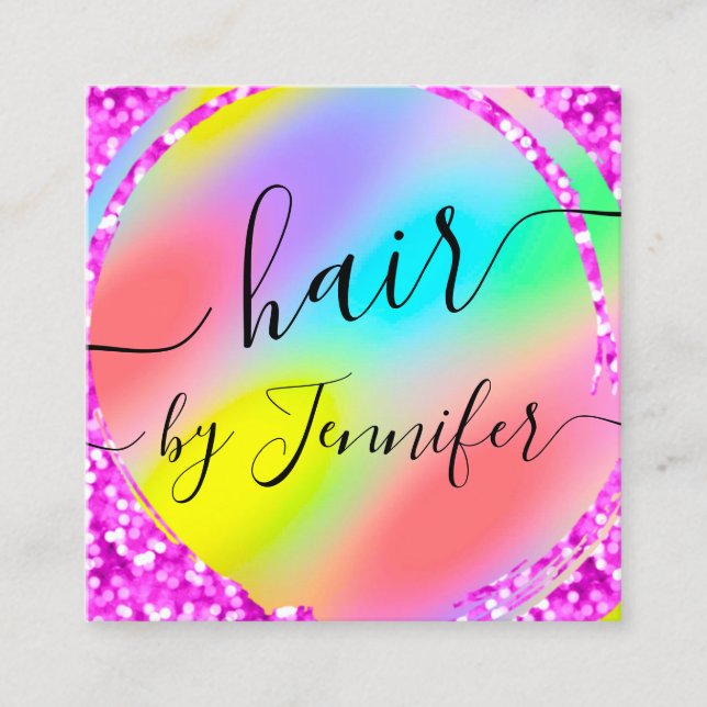 Loyalität 6 Punches Hair Lash Makeup Rainbow Pink Quadratische Visitenkarte (Vorderseite)