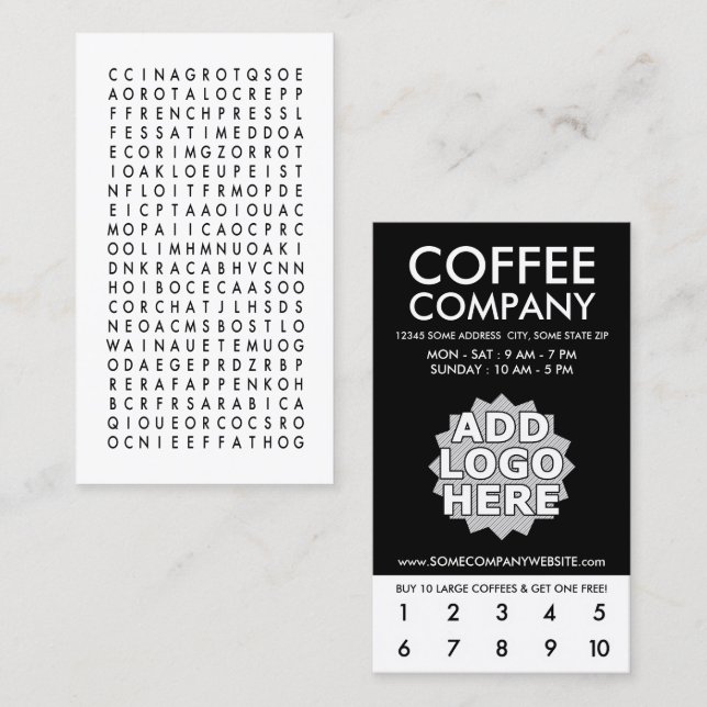 Loyalität der Suche nach Kaffeemarken Treuekarte (Vorne/Hinten)