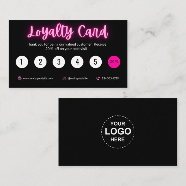 Loyalität des Schönheitssalons, Lash Rewards Card, Treuekarte (Vorne/Hinten)