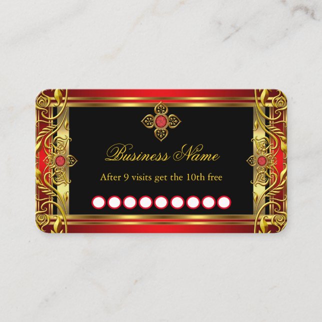 Loyalität Elegante Verziert Royal Red Jewel Black  Visitenkarte (Vorderseite)