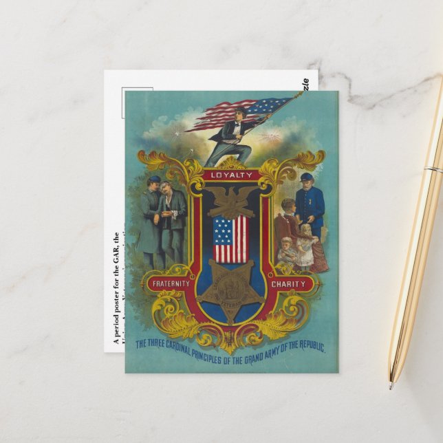 Loyalität, Wohltätigkeit und Bruderschaft GAR Post Postkarte (Vorderseite/Rückseite Beispiel)