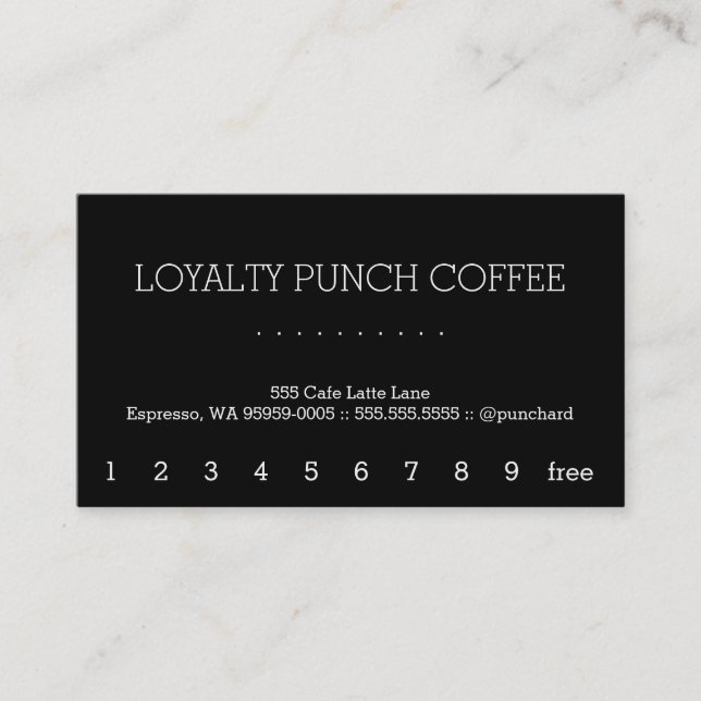 Loyalitäts-Kaffee-LochkarteStymie Treuekarte (Vorderseite)