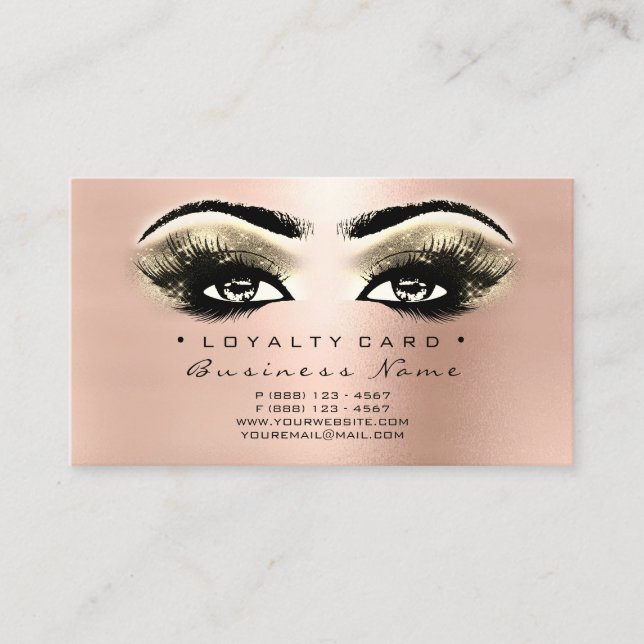 Loyalitätskarte 6 Schönheitssalon Lash Rose Golden Treuekarte (Vorderseite)