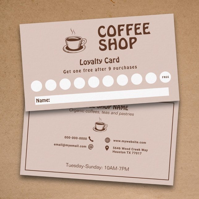 Loyalitätskarte für Cup & Coffee Shop Visitenkarte (Cup & Coffee Shop Loyalty Card)