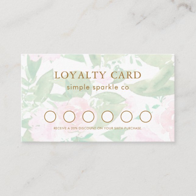 Loyalitätskarte für hübsch rosa Floral Treuekarte (Vorderseite)