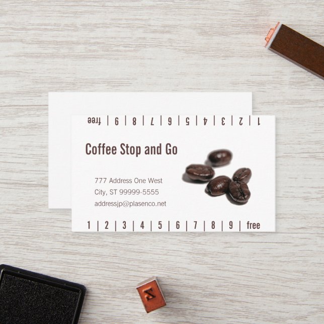 Loyalitätskarte für Kaffeebohnen Treuekarte (Vorderseite/Rückseite Beispiel)
