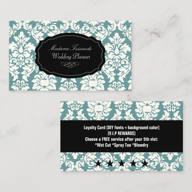 Loyalitätskarten von PixDezines/vielailles Damask Treuekarte (Vorne/Hinten)