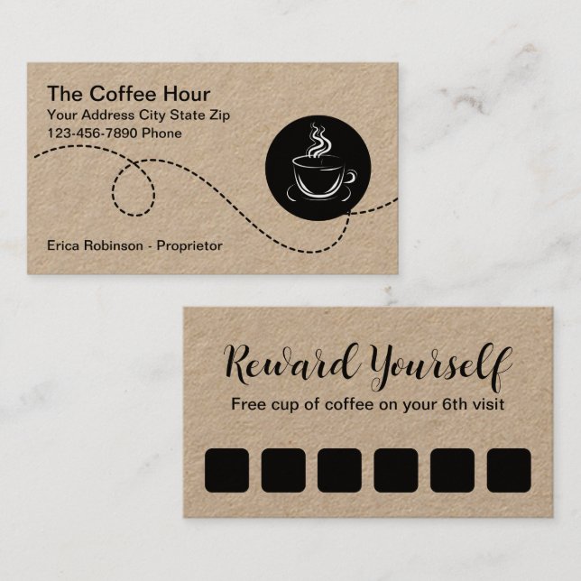 Loyalitätsprämien für den Coffee Shop Visitenkarte (Vorne/Hinten)