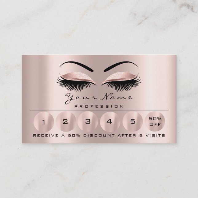 Loyality Card 6 Makeup Eyebrow Eyes Lashes Rose Visitenkarte (Vorderseite)