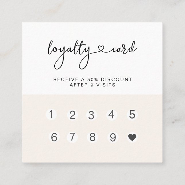 Loyalty 10 Nails Lashes Business Card Quadratische Visitenkarte (Rückseite)
