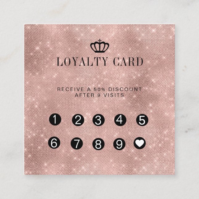 Loyalty 10 Nails Lashes Glitzer Quadratische Visitenkarte (Rückseite)