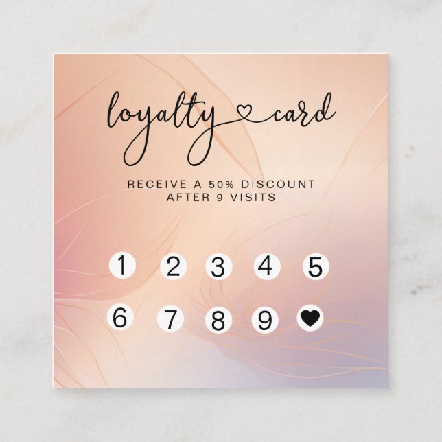 Loyalty 10 Nails Lashes Marmor Quadratische Visitenkarte (Rückseite)