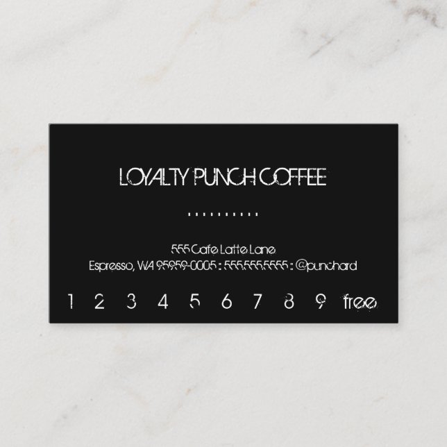 Loyalty Black Coffee Punch Card Treuekarte (Vorderseite)