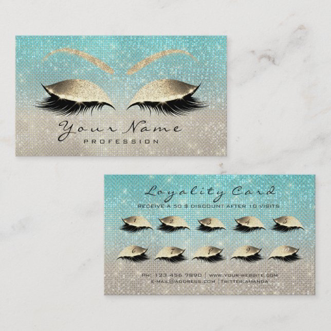 Loyalty Card 10 Makeup Lashes Treuekarte (Vorne/Hinten)