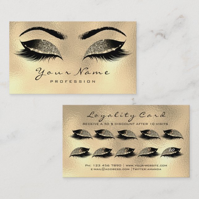Loyalty Card 10 Makeup Lashes Treuekarte (Vorne/Hinten)