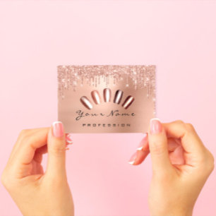 Loyalty Card 10 Punch Goldene Rose Nägel Visitenkarte