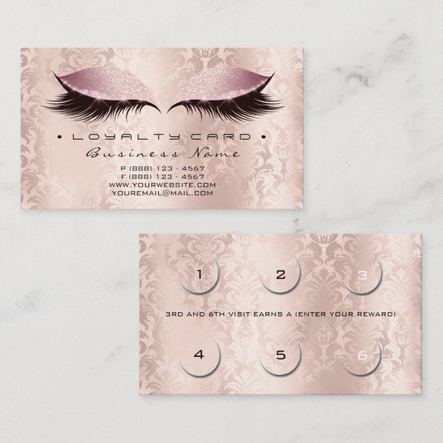 Loyalty Card 6 Beauty Damask Lashe Studio WELLNESS Treuekarte (Vorne/Hinten)