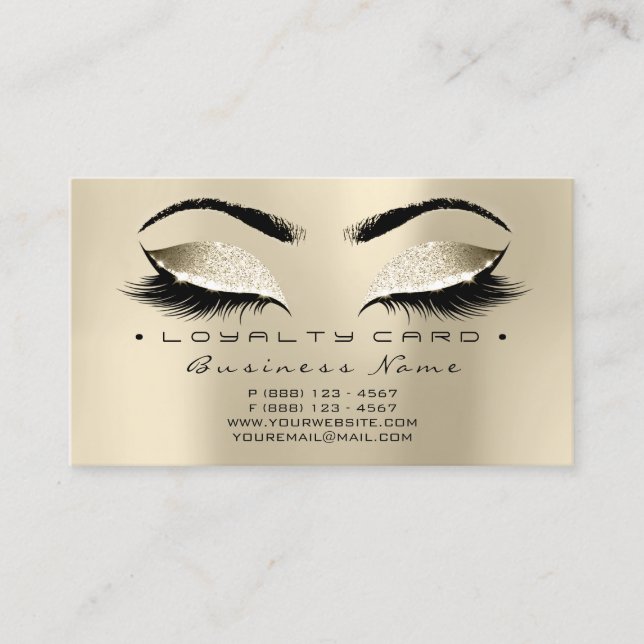 Loyalty Card 6 Beauty Salon Lash Gold Champaigne Treuekarte (Vorderseite)