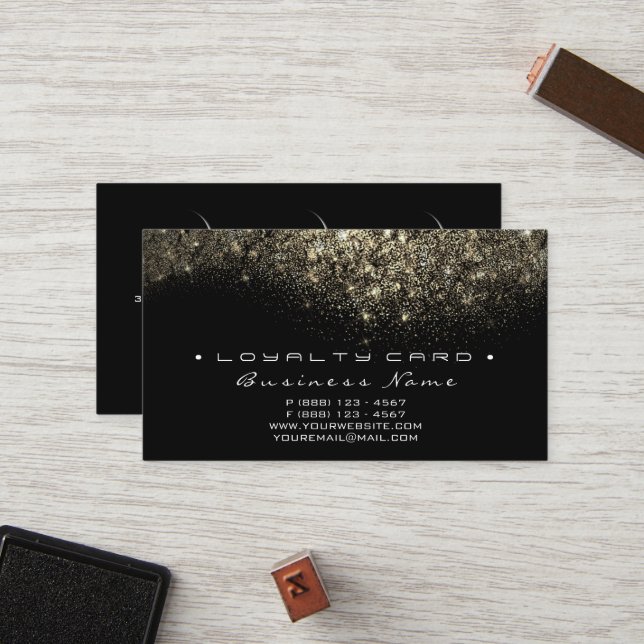 Loyalty Card 6 Beauty Salon Lashes Glitzer Treuekarte (Vorderseite/Rückseite Beispiel)