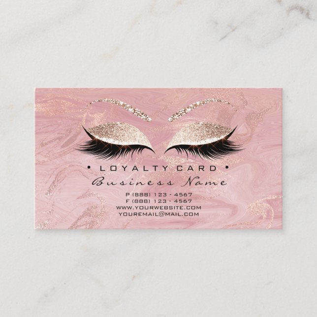 Loyalty Card 6 Beauty Salon Lashes Rosa Treuekarte (Vorderseite)