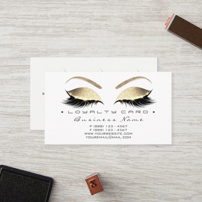 Loyalty Card 6 Beauty Salon Lashes Treuekarte (Vorderseite/Rückseite Beispiel)