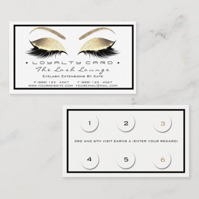 Loyalty Card 6 Beauty Salon Lashes Treuekarte (Vorne/Hinten)