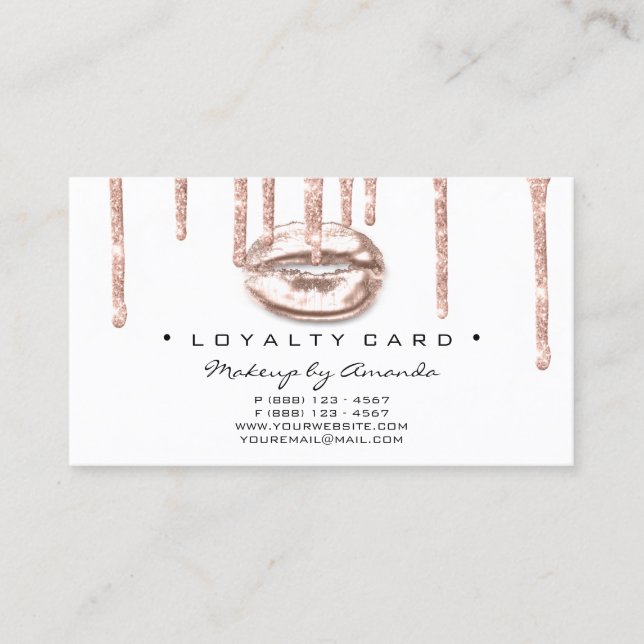 Loyalty Card 6 Beauty Salon Makeup Artist Kiss Treuekarte (Vorderseite)