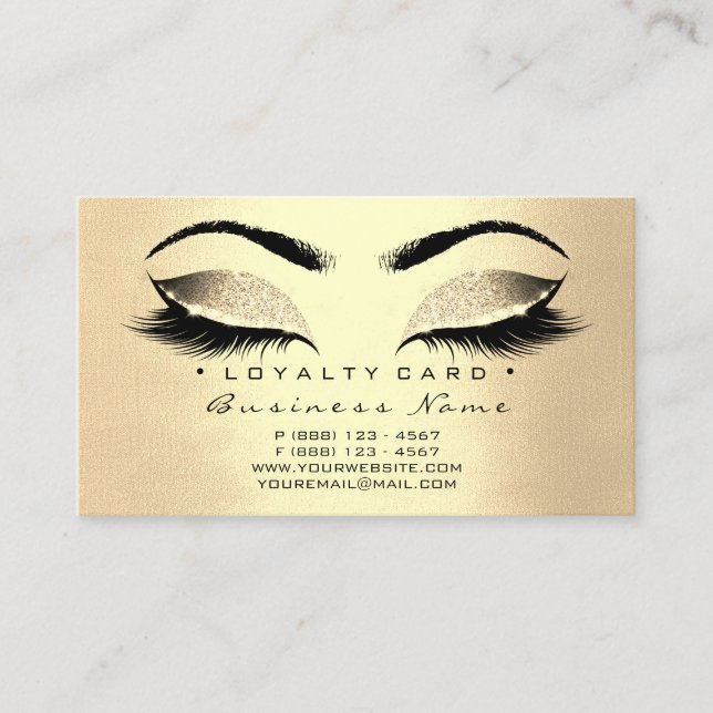 Loyalty Card 6 Lashes Gold Crown Glitzer Treuekarte (Vorderseite)