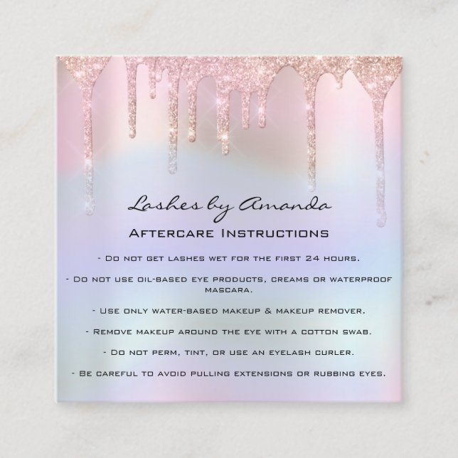 Loyalty Card 6 Punch Aftercare Eyelash Holographic Treuekarte (Vorderseite)