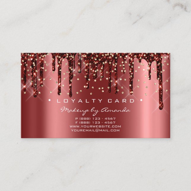 Loyalty Card 6 Punch Makeup Artist Confetti Tropfe Treuekarte (Vorderseite)