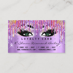 Loyalty Card 6 Punch Makeup Glitzer Grüne Augen Treuekarte