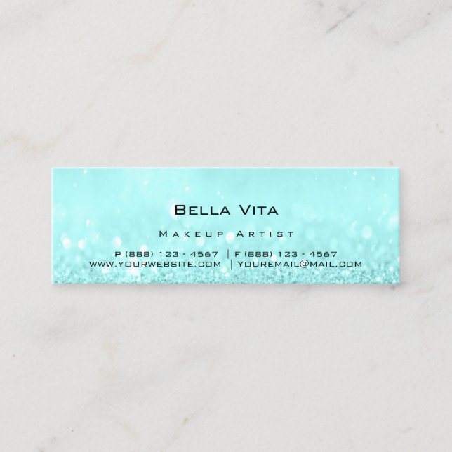 Loyalty Card 6 Punch Makeup Haar Herz Blau Klein Treuekarte (Vorderseite)