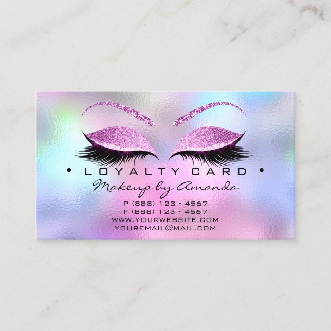 Loyalty Card 6 Punch Makeup Künstlerherz Fuchsia Treuekarte (Vorderseite)