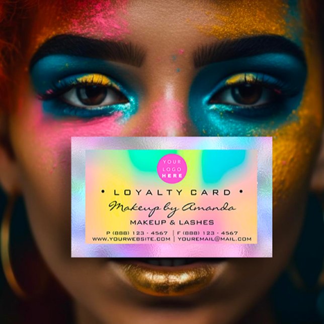 Loyalty Card 6 Punch Makeup Nail Holograph Logo Treuekarte (Loyalty Card 6 Punch Makeup Nail Holograph Logo)