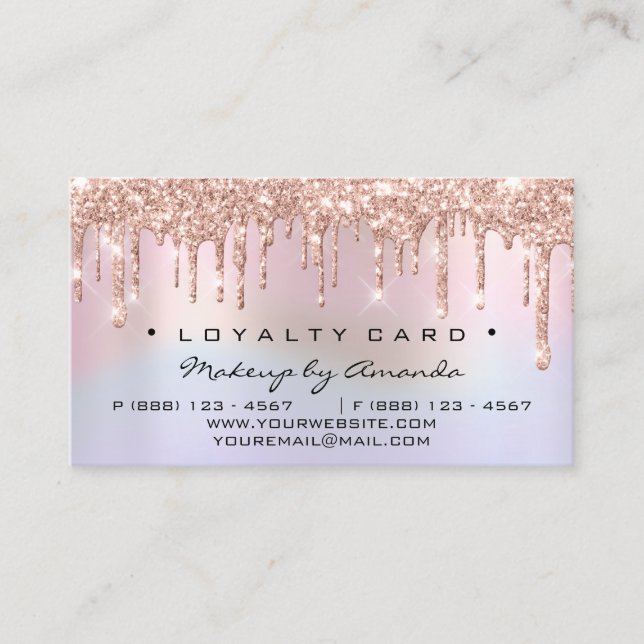 Loyalty Card 6 Punch Makeup Rose Holograph Treuekarte (Vorderseite)