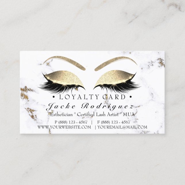 Loyalty Card 6 Punch Salon Lashes Marmorpfosten Treuekarte (Vorderseite)