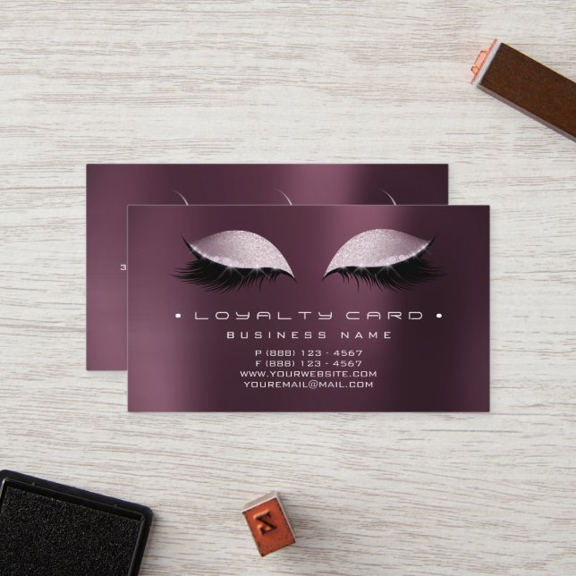 Loyalty Card Beauty Salon Makeup Coffe Noir Treuekarte (Vorderseite/Rückseite Beispiel)