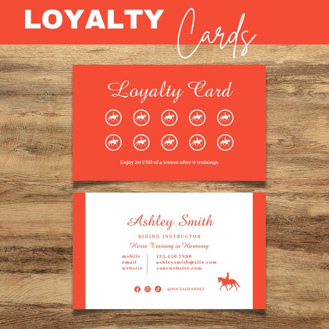 Loyalty Card Modernes, trendiges Pferdetraining Visitenkarte (Modern Trendy Horse Training Loyalty Card Orange)