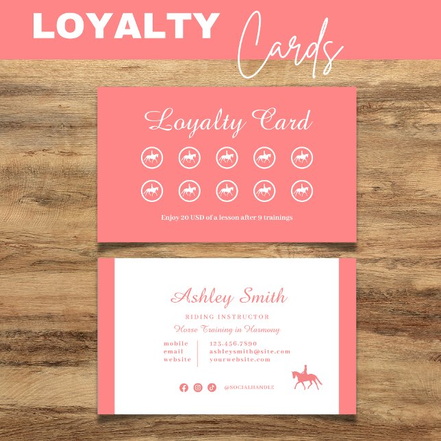 Loyalty Card Modernes, trendiges Pferdetraining Visitenkarte (Modern Trendy Horse Training Loyalty Card Peach)