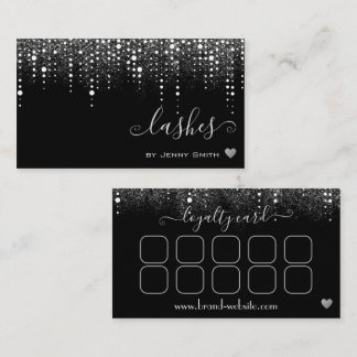 Loyalty Card Pretty Drips Silver Glitter Rain Visitenkarte