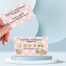 Loyalty Card Retro Pink Schachbrett Business Marke Treuekarte