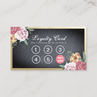 Loyalty Card Vintages Blumenmuster und Haarstil Treuekarte